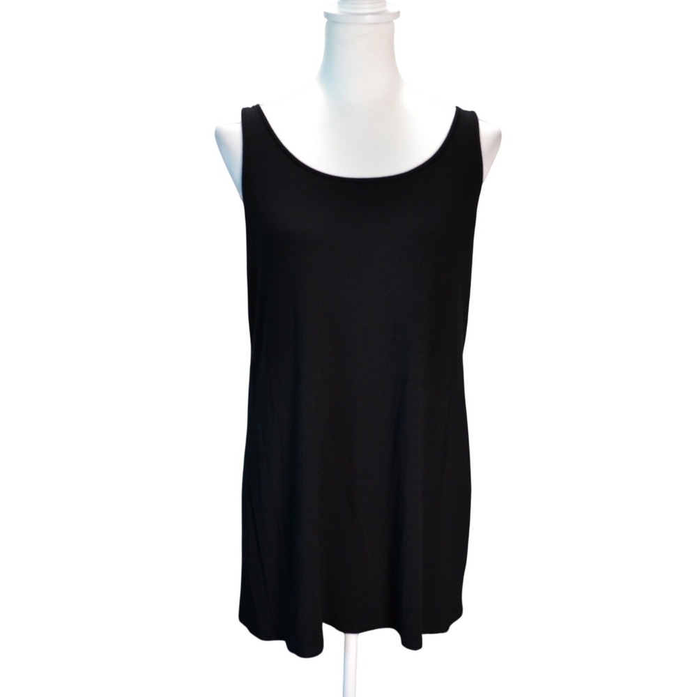 Eileen Fisher M Tank Top Layering Summer Black Layer Stretch Scoop Neck Tunic